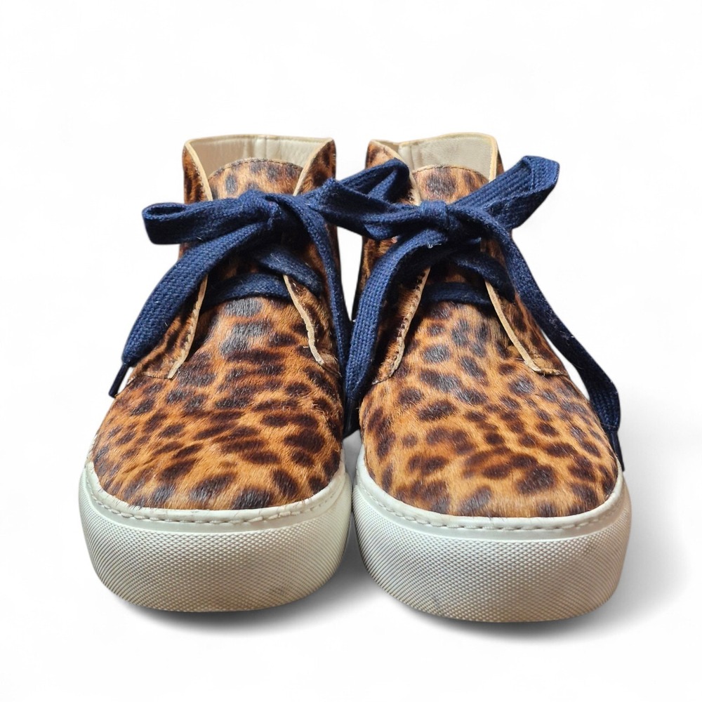 Boden Women's US‎ 7.5 EU 38 Leopard Print Calf Hair Lace Up Sneakers Casual